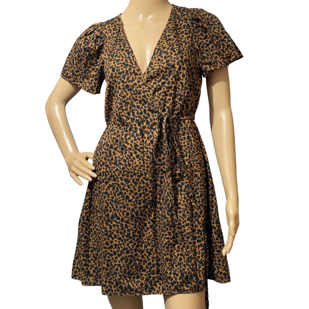 Madewell Women's Leopard Cheetah Wrap Style Dress XS‎